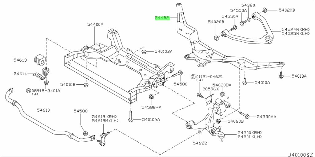 NISSAN BAR ASSY-CROSS,FRONT 544B2