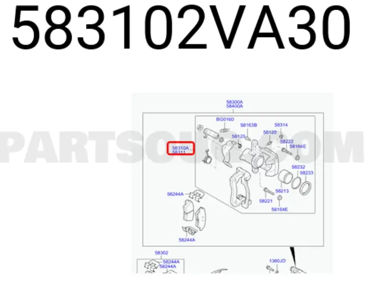 Hyundai Rear Brake Caliper - LH (583102VA30)